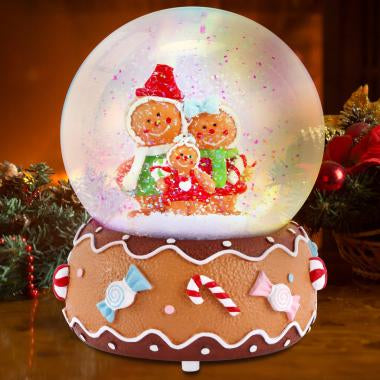 Gingerbread Family Light Up Musical Snow Globe