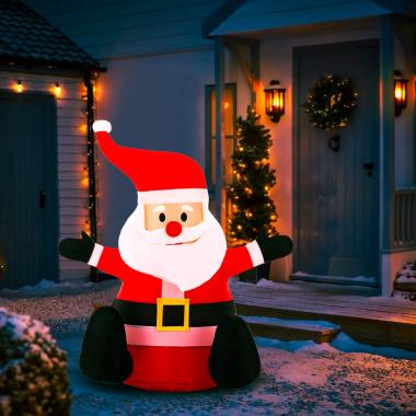 Indoor/Outdoor Self-Inflating Santa Light-Up Porch Decoration