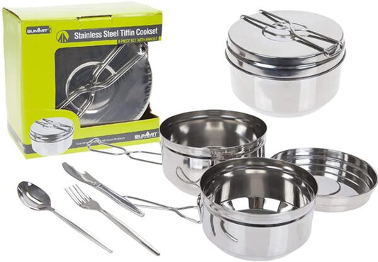 6 Piece Stainless Steel Camping Cook Set
