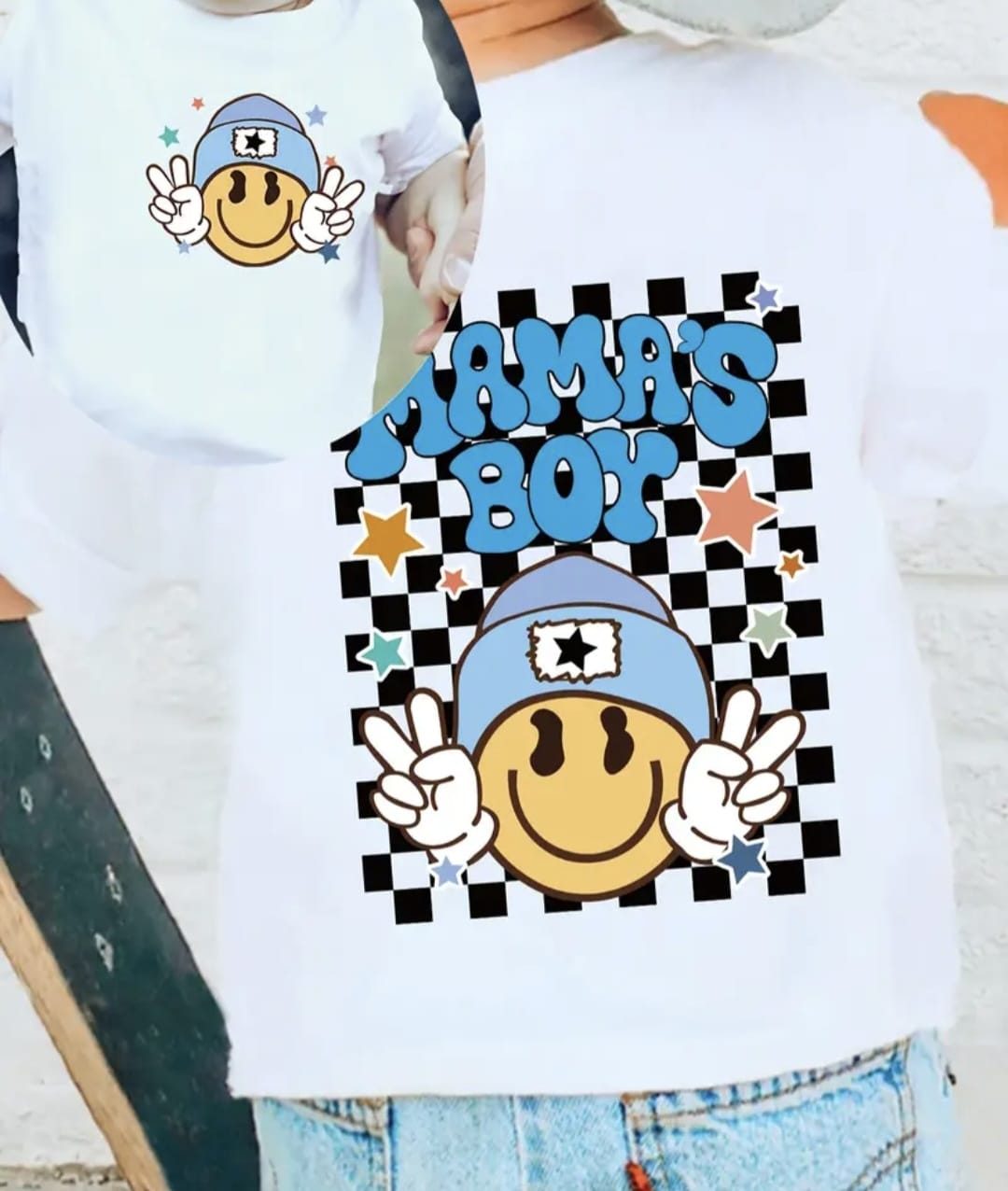 Mama'S Boy Cartoon Print T-Shirt