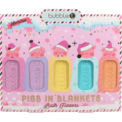 Bubble T Novletea Pigs In Blankets Bath Fizzers Gift Set 5 x 50g