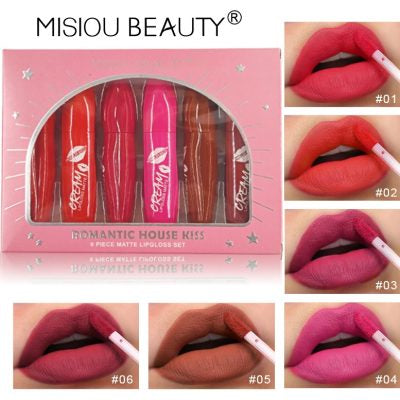 Misiou Beauty 6pcs Romantic House Kiss Liquid Lipstick Set (10ml x 6)