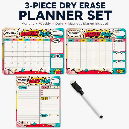 3pcs Pop Color Stick-On Dry Erase Planner Set