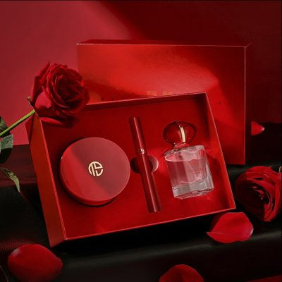 Beloved Red Perfume + Lipstick n Cushion Foundation Makeup Gift Set