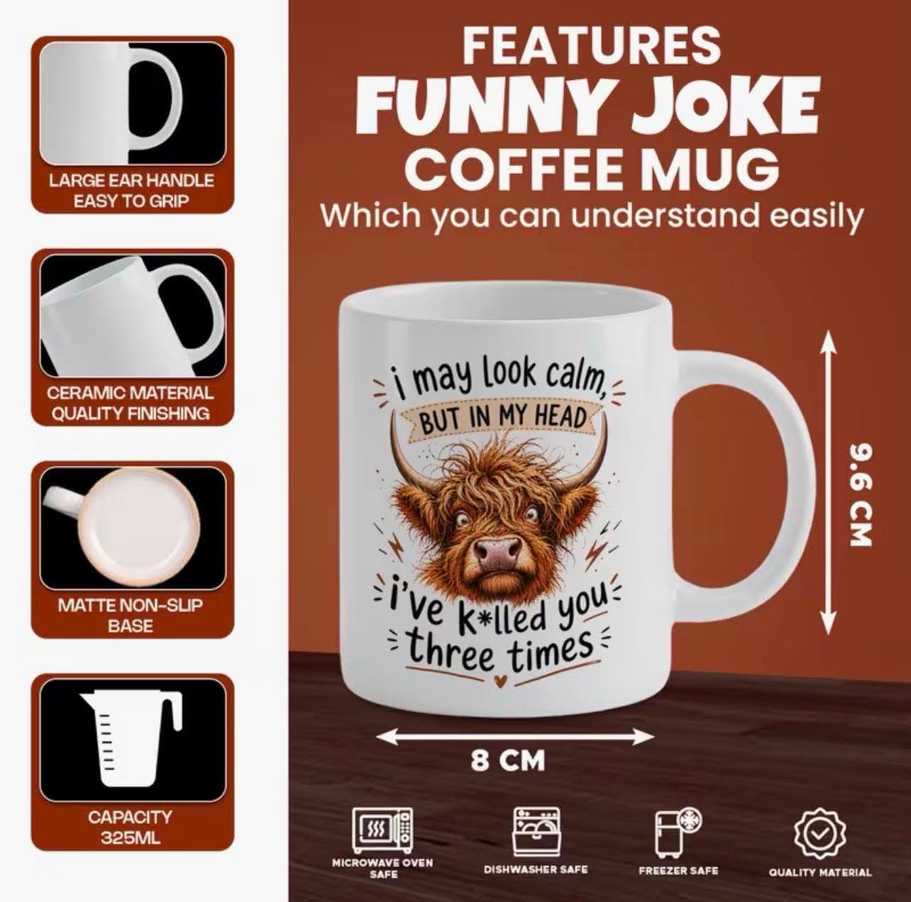 Highland Cow Funny Quote Coffee Mug - "I May Look Calm"