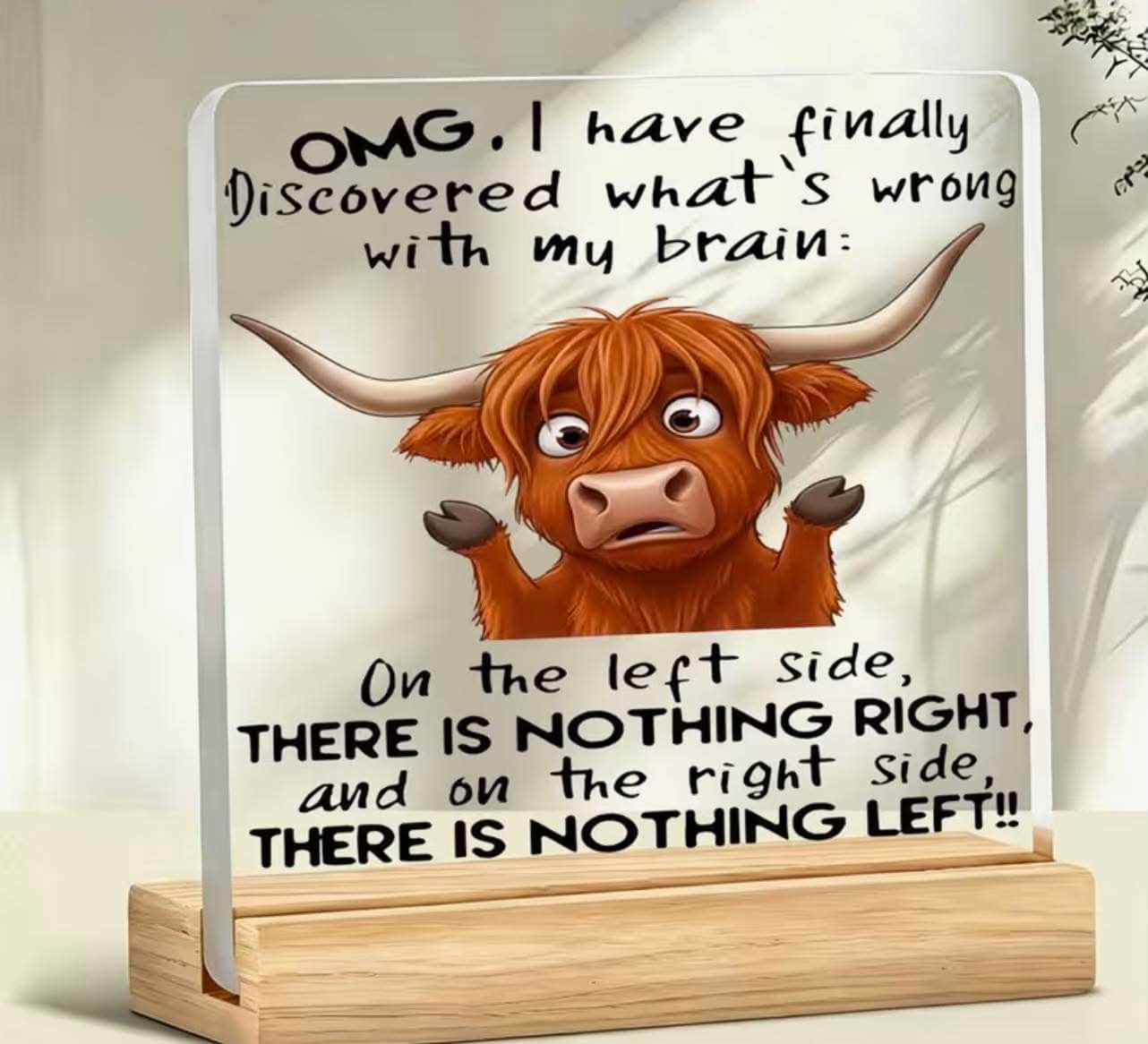 Adorable Highland Cow Desktop Plaque