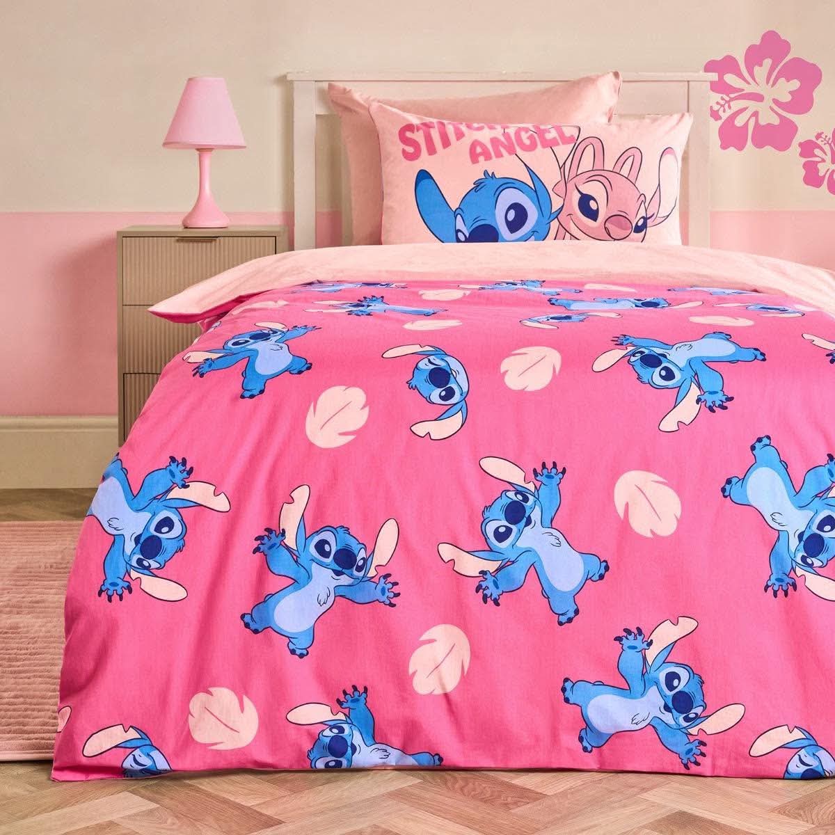Stitch Printed Duvet Cover Set, Pink - Single