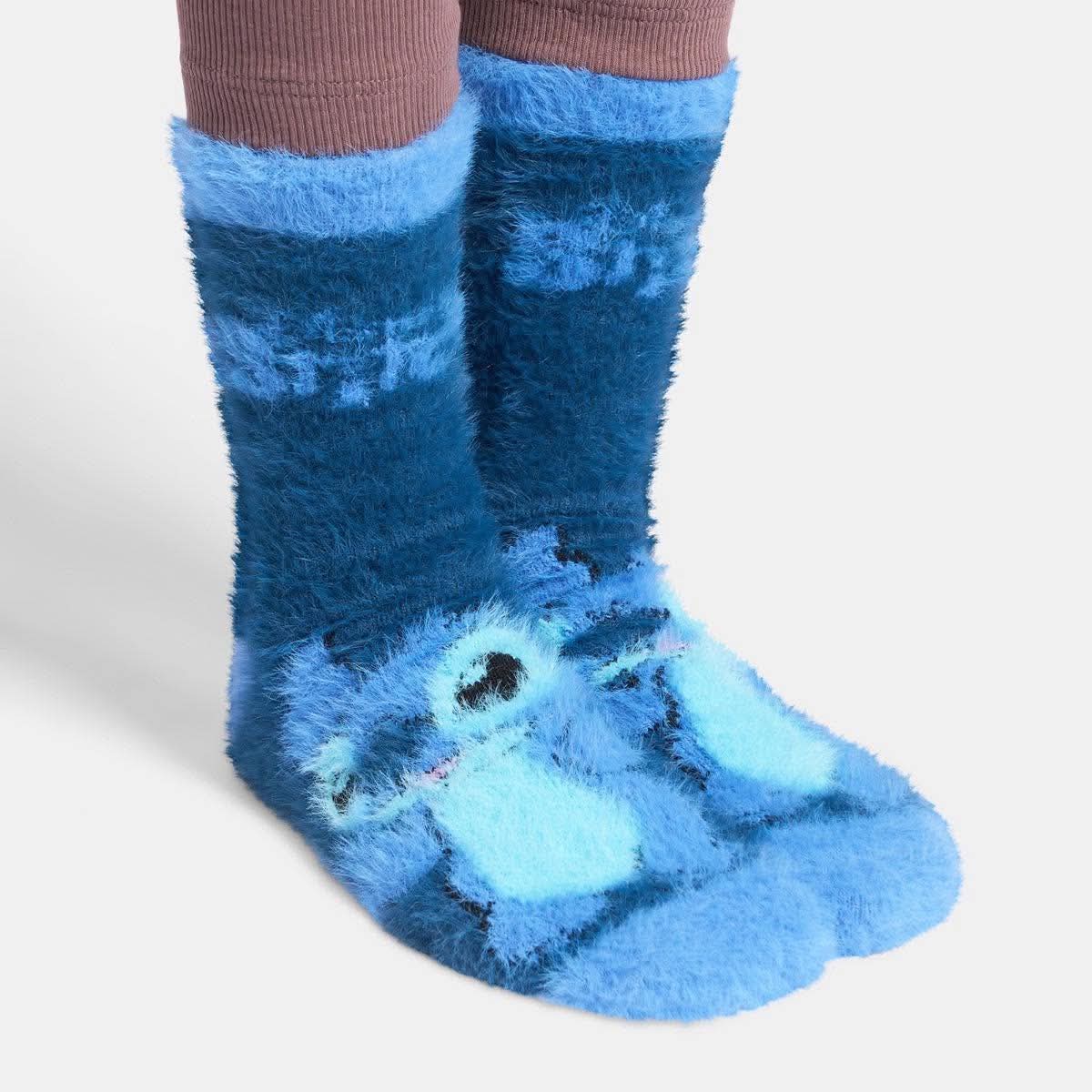Stitch Fluffy Socks, Blue - 3 Pack