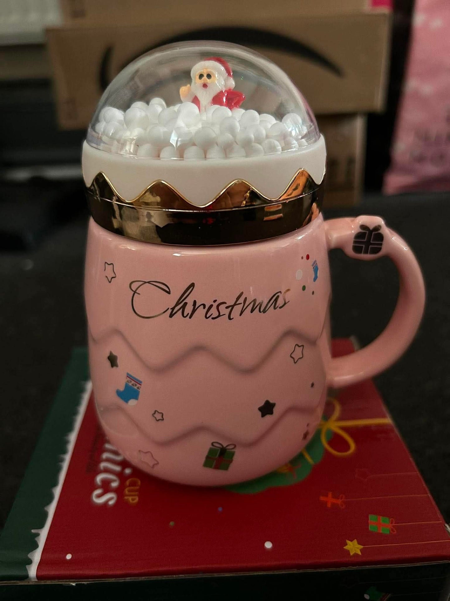 Christmas snow globe mug