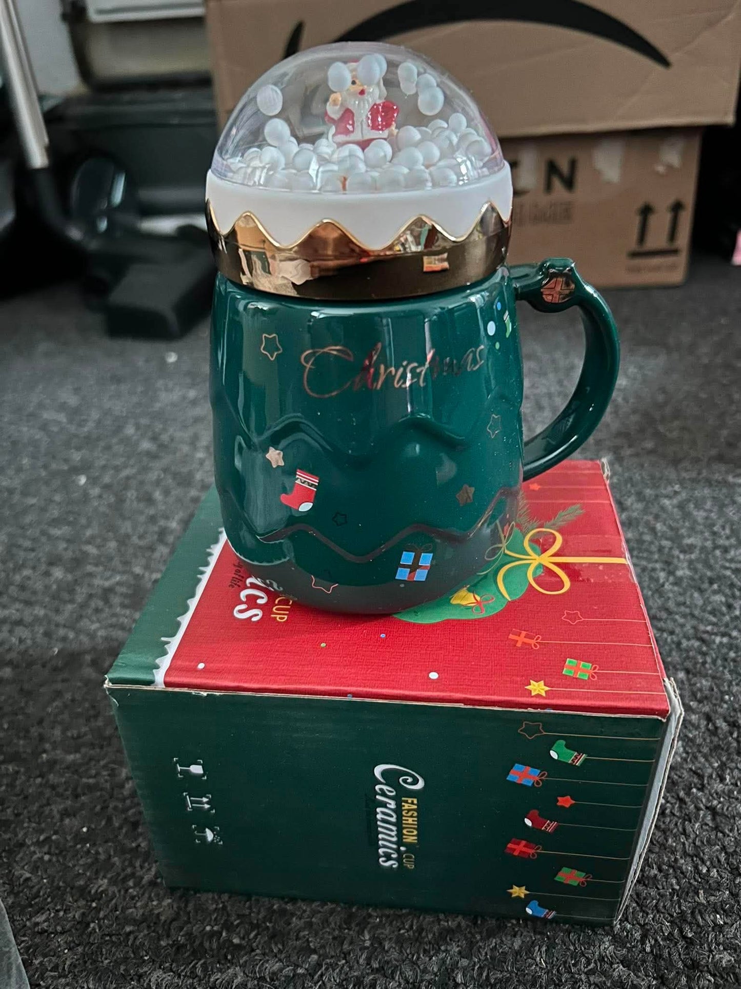 Christmas snow globe mug