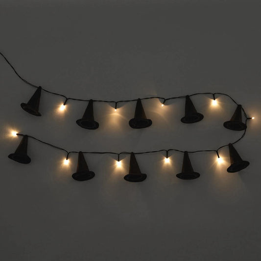 10 Pack Witch's Hat String Lights - Black