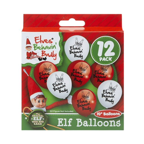 PRINTED ELF BALLOONS 10" PACK OF 12