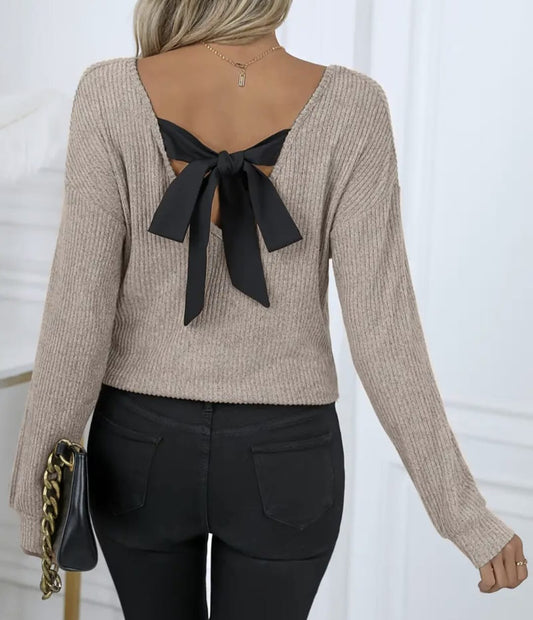 Long Sleeve Top with Back Bow