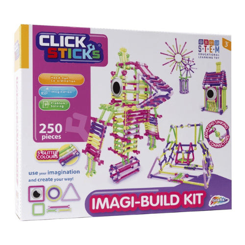 CLICKSTICKS 250PC IMAGI-BUILD-KIT GLITTER COLOURS