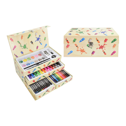 54PC ART SET IN CARRY BOX WITH DRAWERS