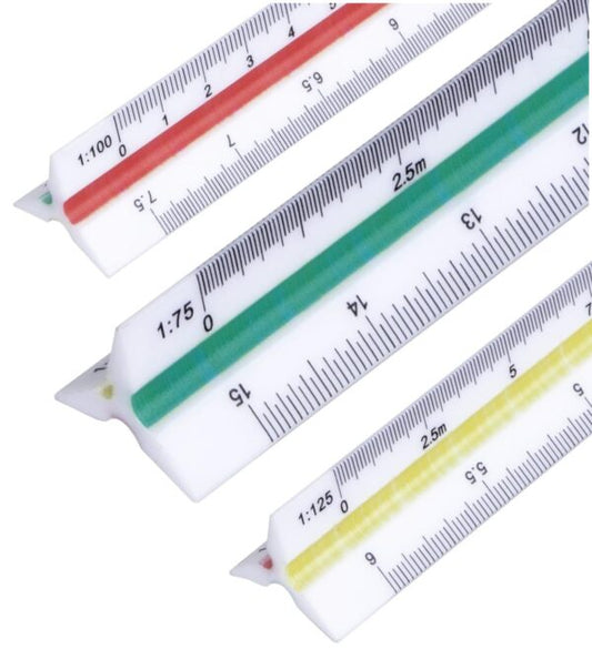 Triangular Scale Colour Coded Rule 300mm with Storage Case