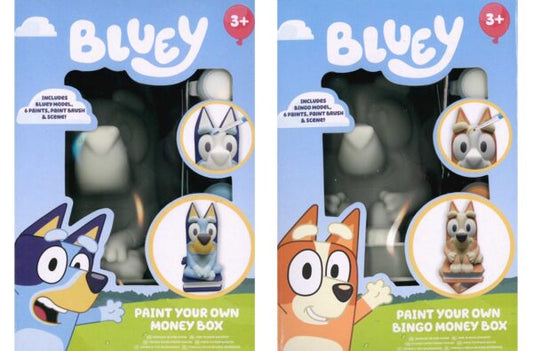 Paint Your Own Bluey or Bingo Money Box Figures Activity Set