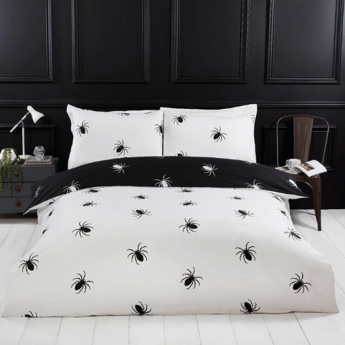 DARK DREAMS BLACK SPIDER DESIGN REVERSIBLE DUVET SET