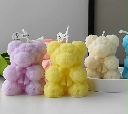Cute Bear with Bowknot Scented Candle White