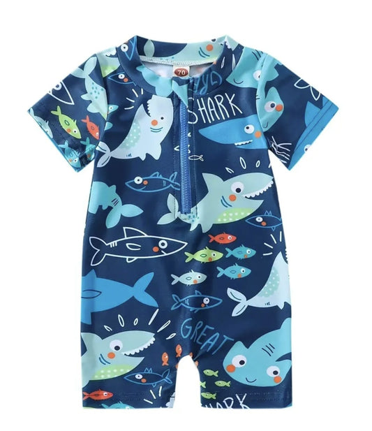 Cute Printed Short Sleeve One-piece Swimsuit