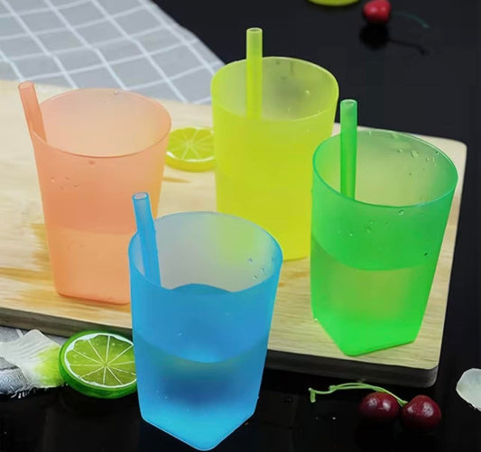 4pcs Integrated Straw Cup for Summer