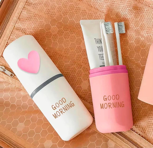 1pc Pink 3D Heart Pattern Travel Toothbrush Case