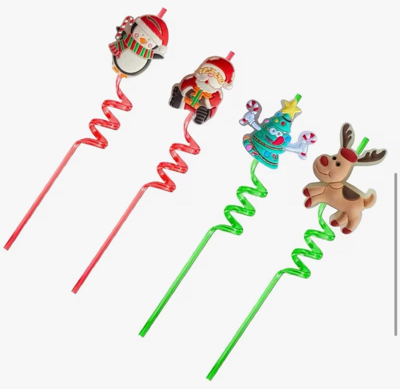 4pcs Reusable Christmas Party Straws