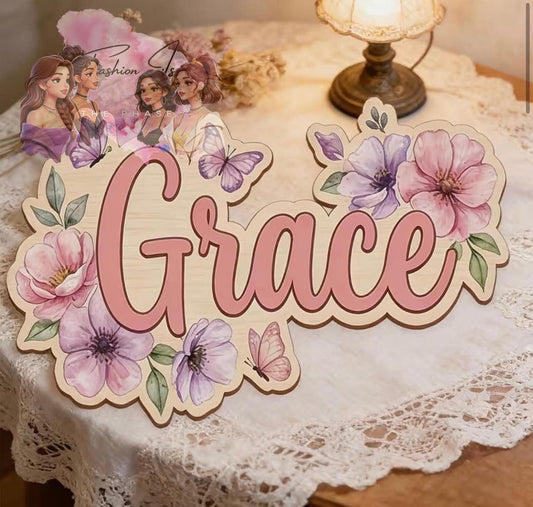 2D Custom Personalized Wooden Name Sign