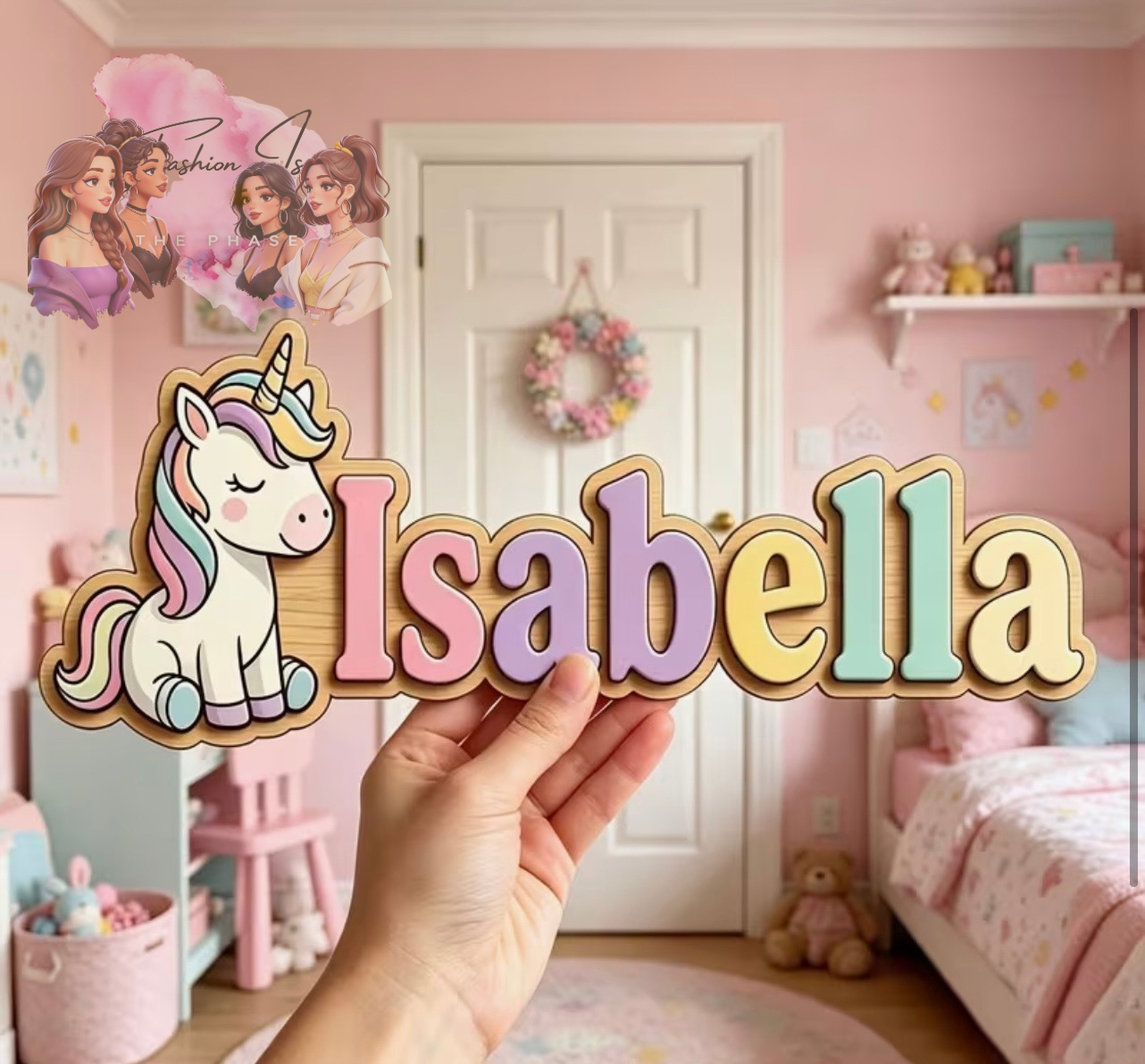 2D Single-Layer Custom Magic Unicorn Wooden Nameplate
