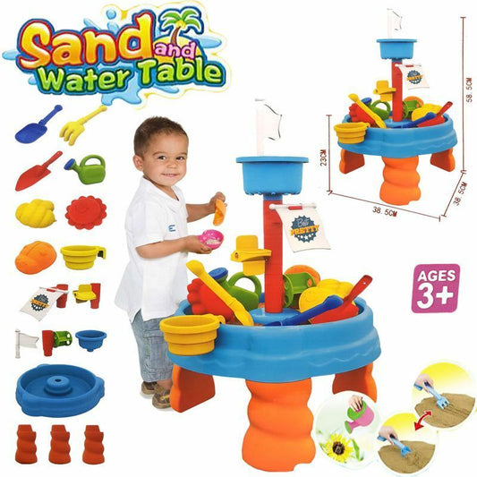 Blue Round Sand Pit & Water Table Activity Play Toy