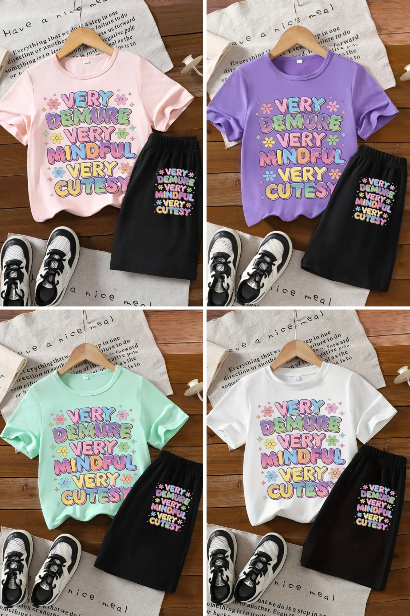 Girls Letter Print Short Set
