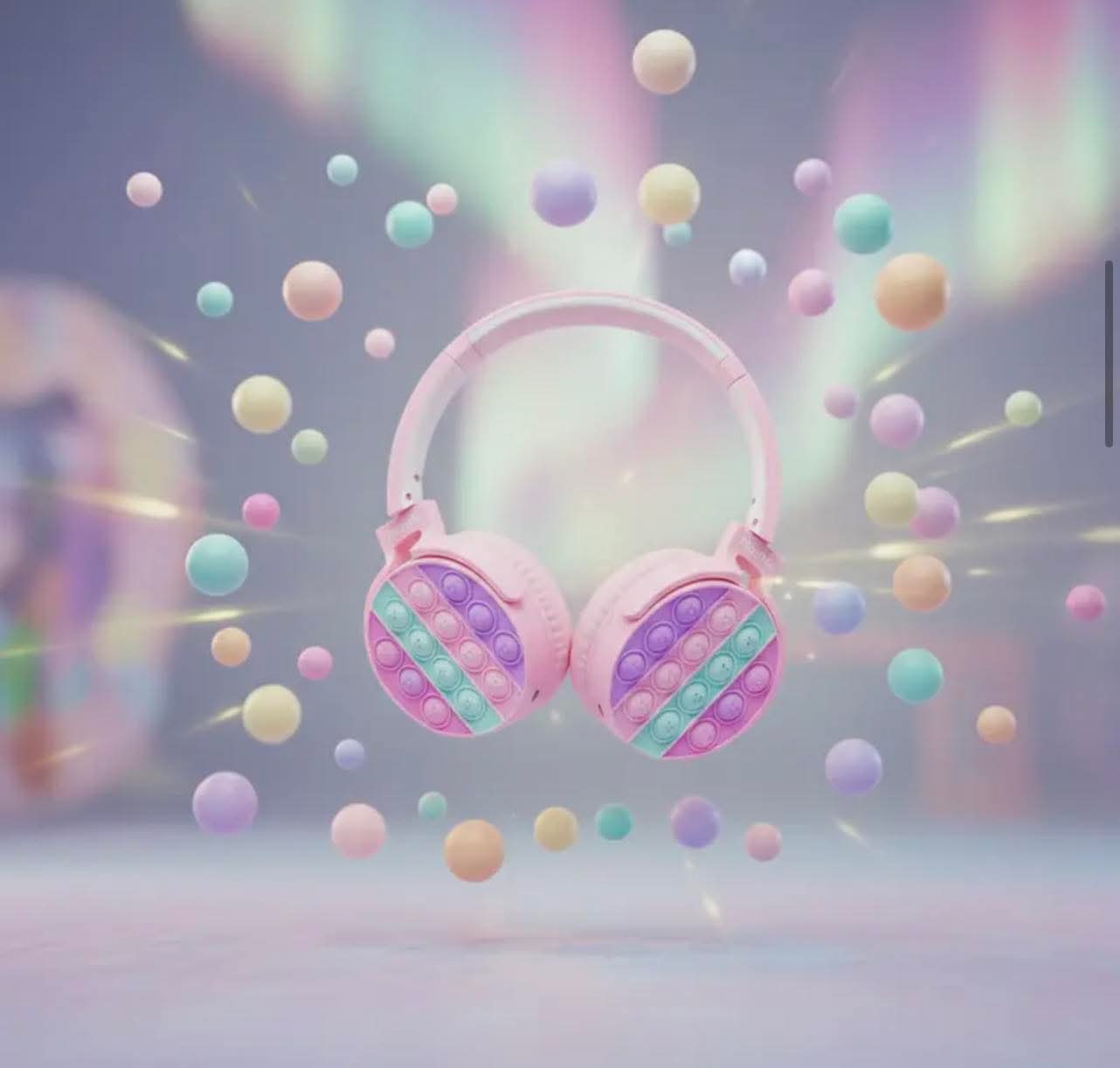 Wireless Over-Ear Bluetooth Headphones – Cute Pop Button Design