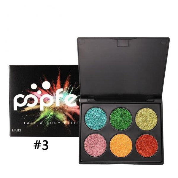 PopFeel 6 Colours Glitter Eyeshadow Palette