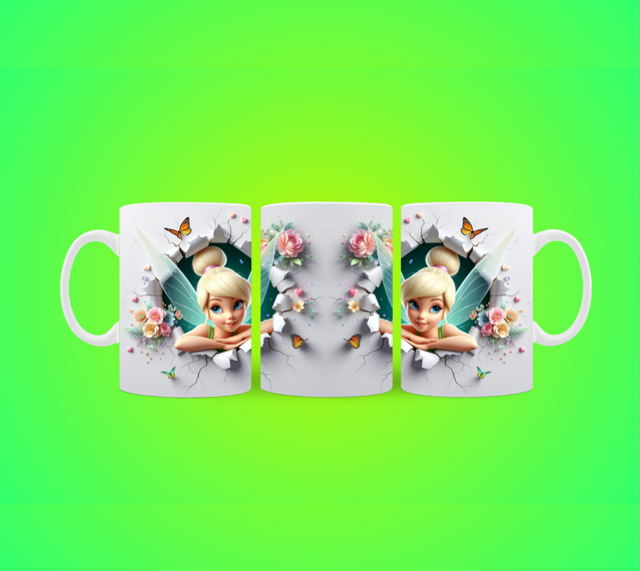 Close up of tinkabell 3d mug