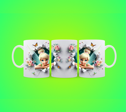 Close up of tinkabell 3d mug