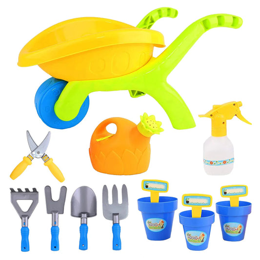 Kids Plastic Garden Wheelbarrow Playset