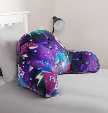 Kids Neon Gaming Fleece Cuddle Cushion - Purple