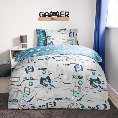 Kids Gaming Console Print Reversible Duvet Cover Set