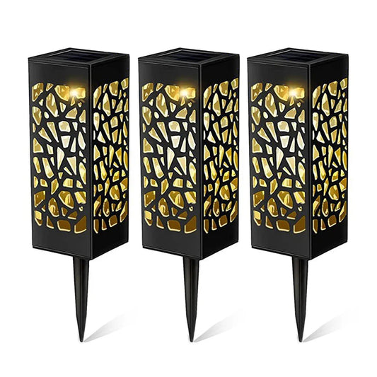 Solar Garden Pathway Stake Lights, Set of 3 – Warm White LED