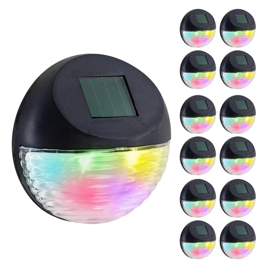 Solar Fence Lights, Set of 12 – RGB LED, Black