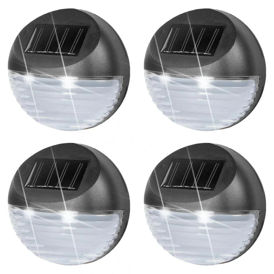 Solar Fence Lights, Set of 4 – Cold White LED, Black