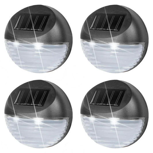 Solar Fence Lights, Set of 4 – Cold White LED, Black