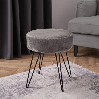 Teddy Fleece Hairpin Stool - Grey