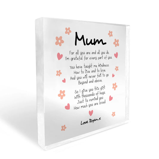 Mum for all you do for me acrylic block