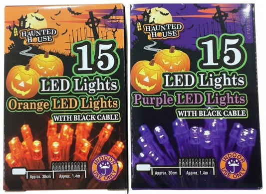 Halloween 15 LED String Lights Indoor Lights with Black Cable