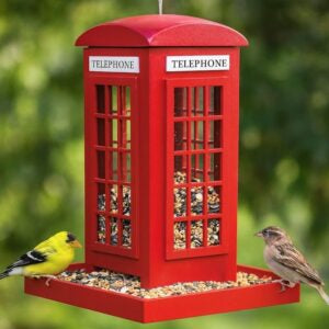 Red Telephone Box Bird Seed Feeder
