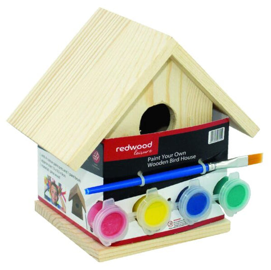Paint Your Own Wooden Bird House Craft Kit with Paints & Brush