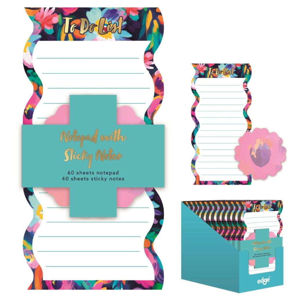 To Do List Notepad with Sticky Notes Floral Memo Pad 60 Tear Off Sheets