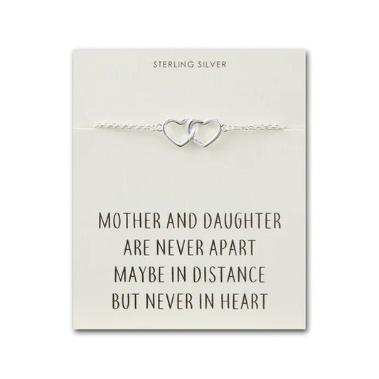 Sterling Silver Mother and Daughter Quote Heart Link Bracelet