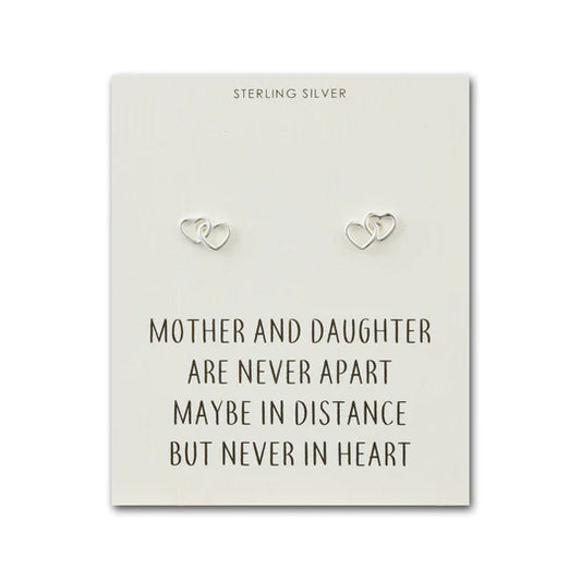 Sterling Silver Mother and Daughter Quote Heart Link Earrings